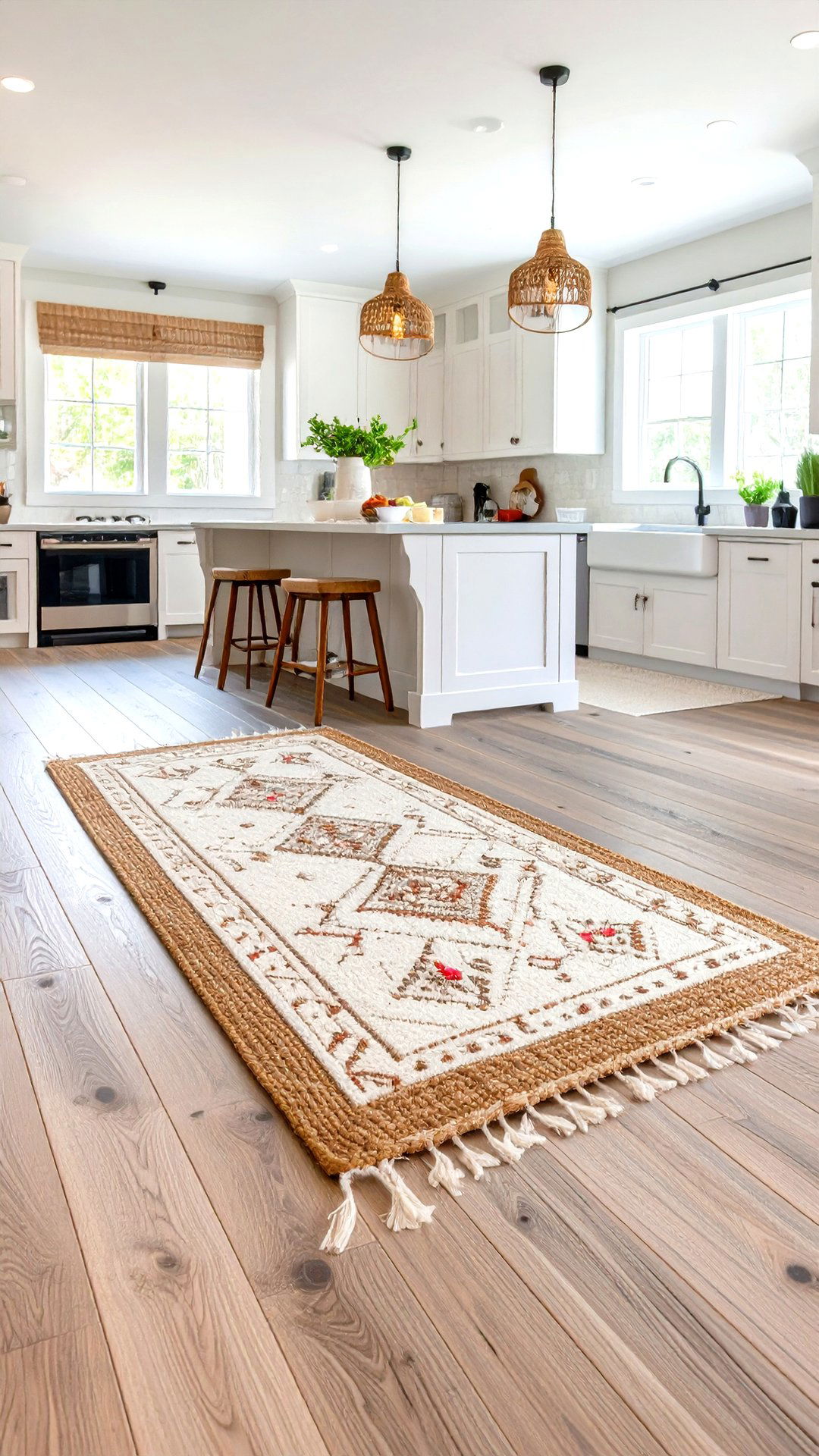 Jute Runners Bring Natural Underfoot Texture - 25 coastal kitchen ideas