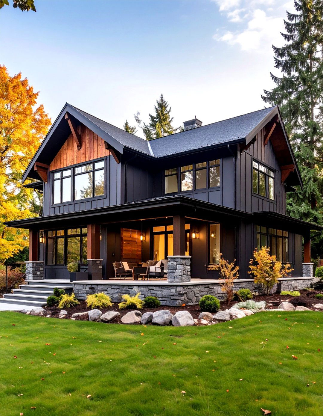 Kendall Charcoal HC Versatile Charcoal Paint Color - 25 paint colors for a modern black house with cedar accents