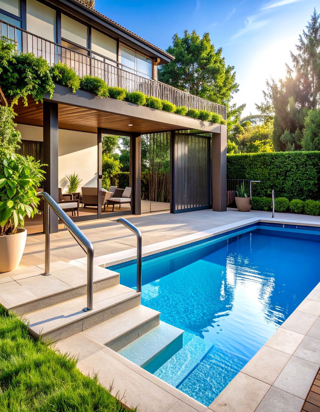 Kid Safe Pool Deck with Secure Gate - 25 above-ground pool with deck ideas