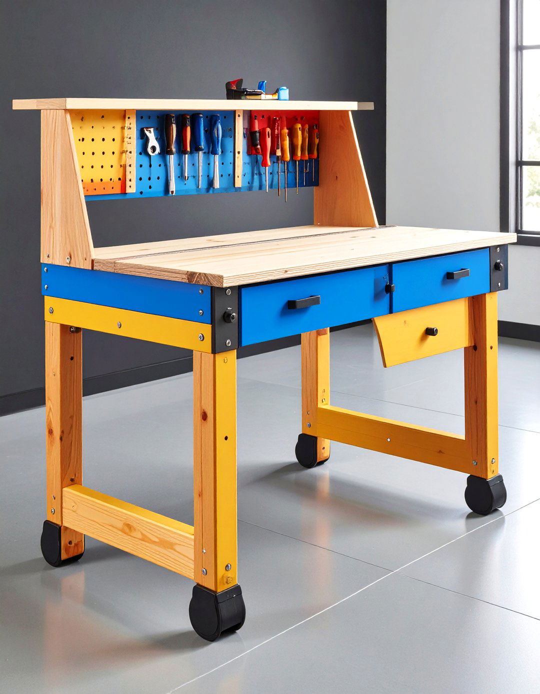 Kids Height Garage Workbench for STEM Projects - 25 garage workbench ideas