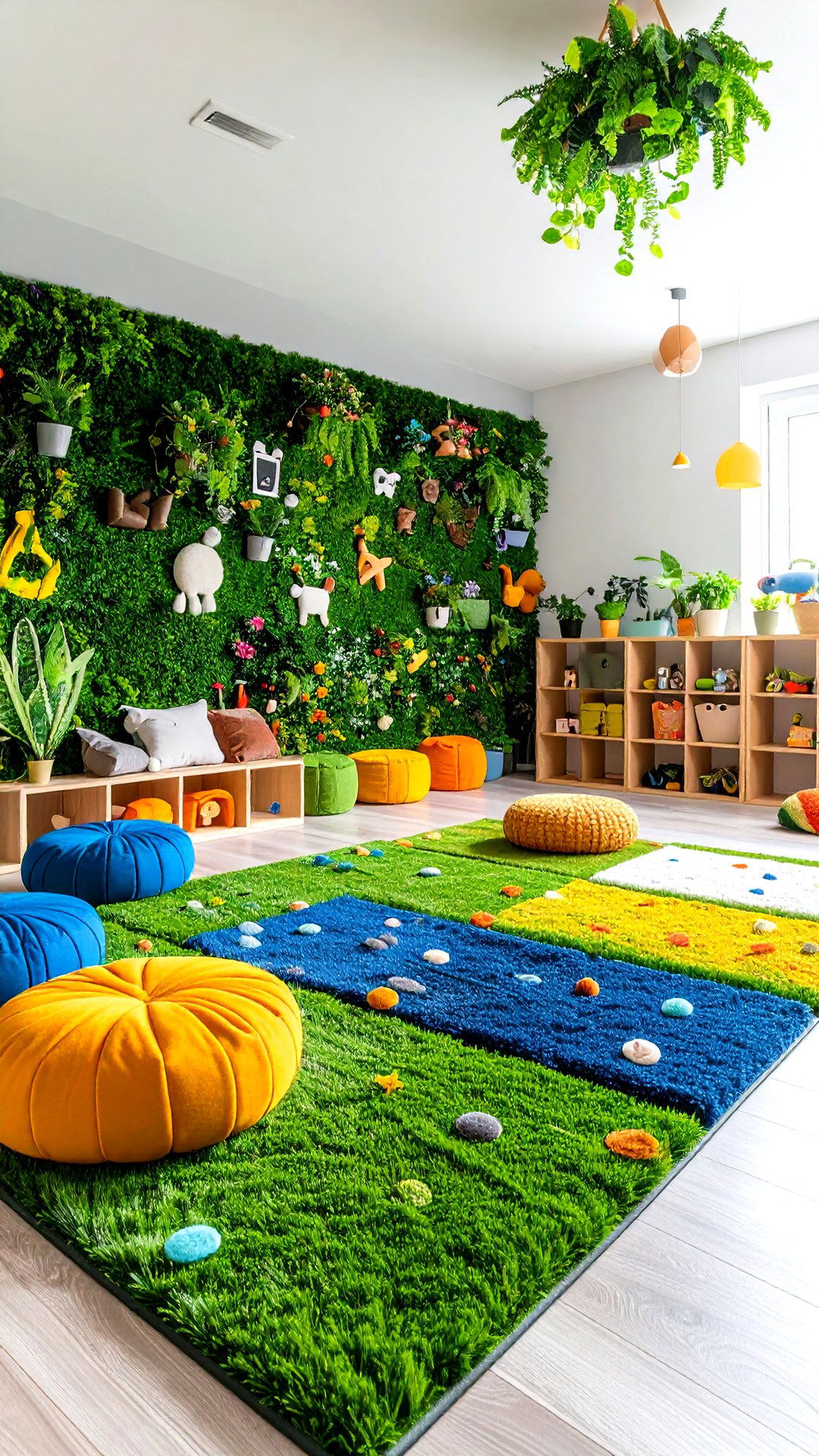 Kids Playroom Interactive Artificial Grass Wall - 25 artificial grass wall design ideas
