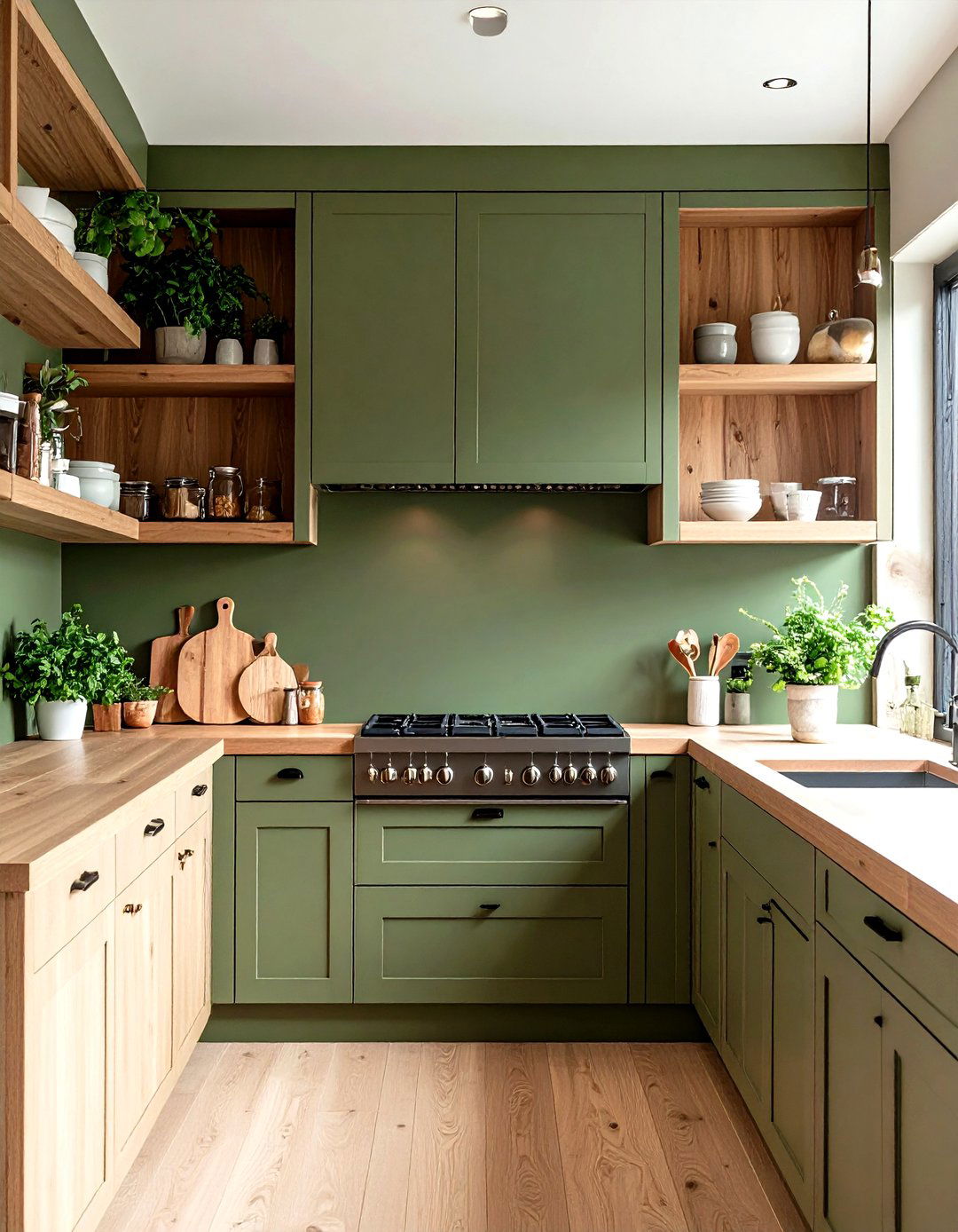 Kitchen Range Spotlight - 25 olive green accent wall ideas