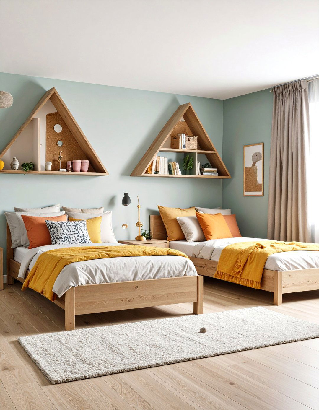 L Shaped Corner Beds to Open the Center - 25 2 beds in one small room ideas
