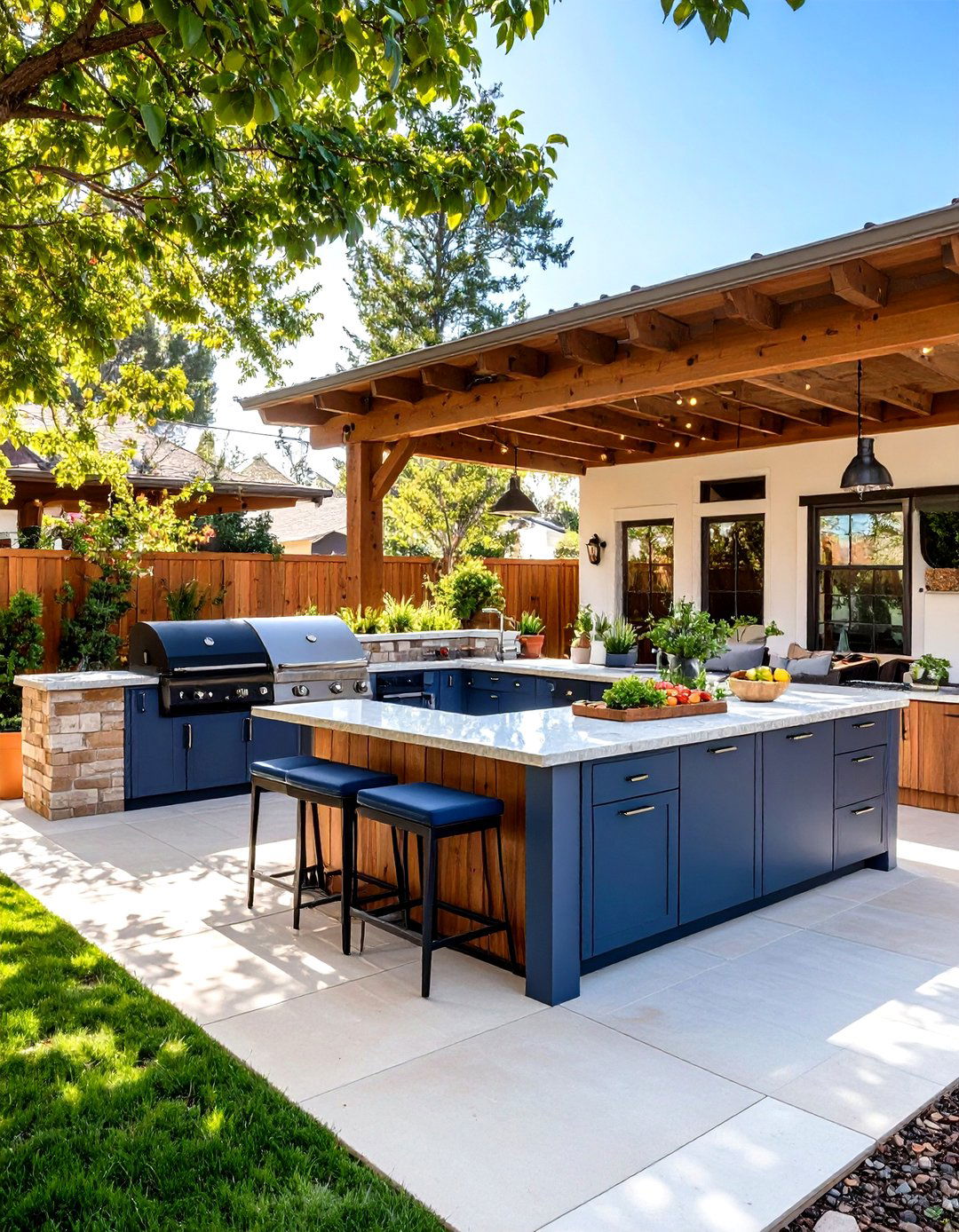 L Shaped Outdoor Kitchen Island for Corner Decks - 25 outdoor kitchen island ideas