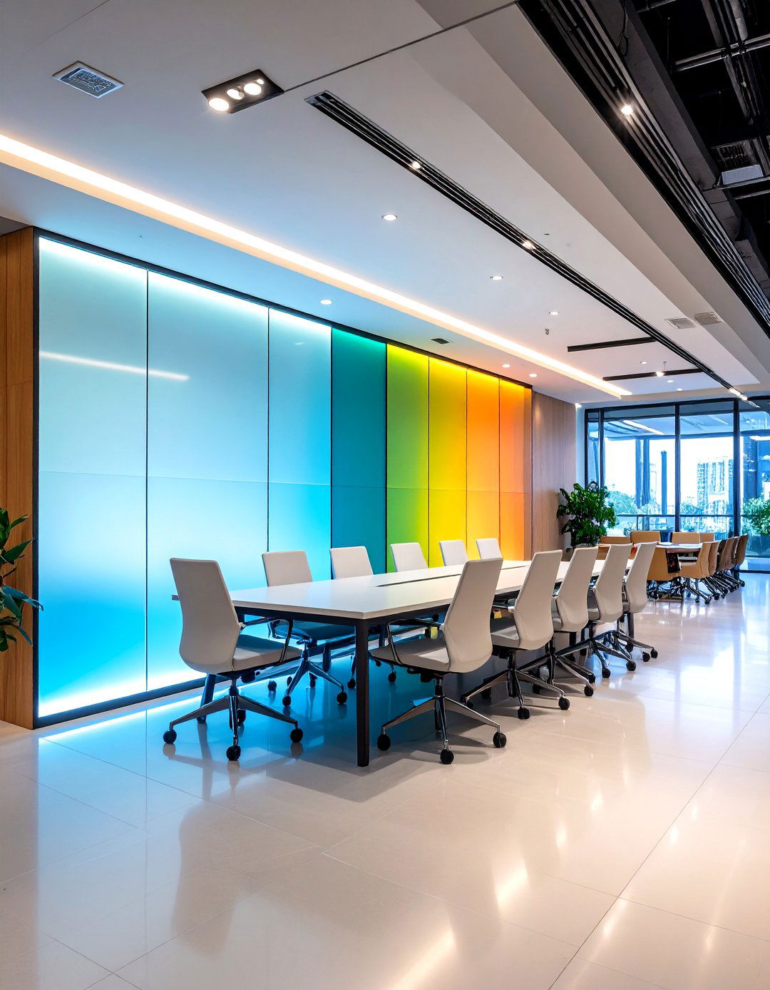 LED Back Lit Features - 25 office accent wall ideas