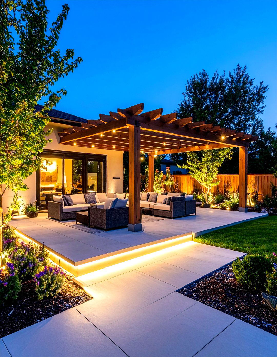 LED Layered Lighting Boosts Energy Efficiency - 25 outdoor living room ideas
