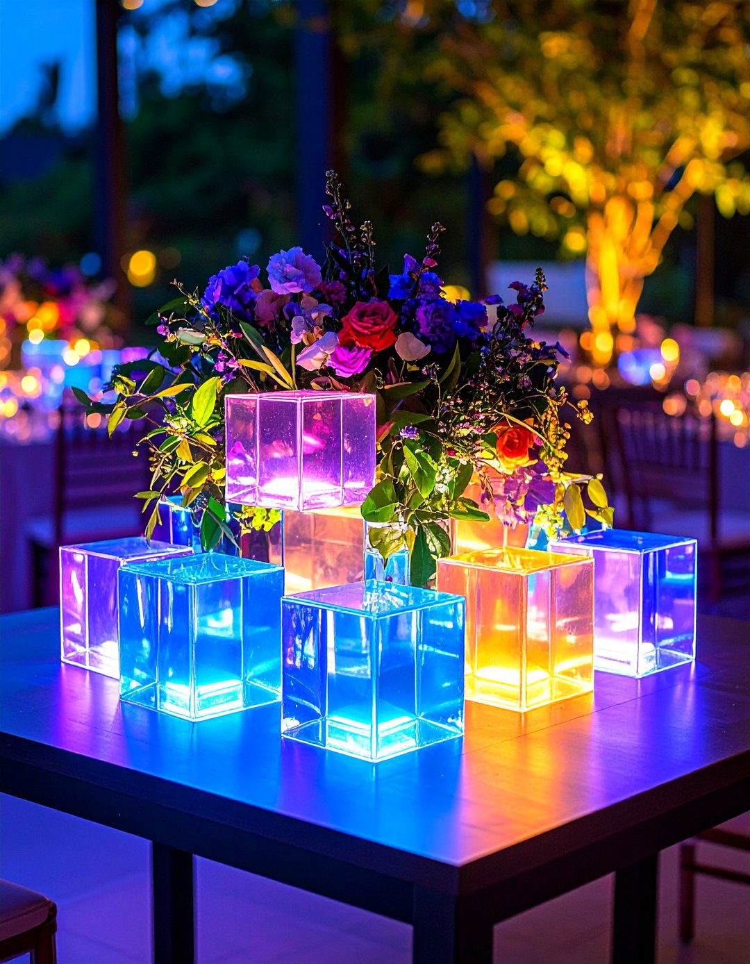 LED Light Cube Centerpiece - 25 non-floral wedding centerpiece ideas