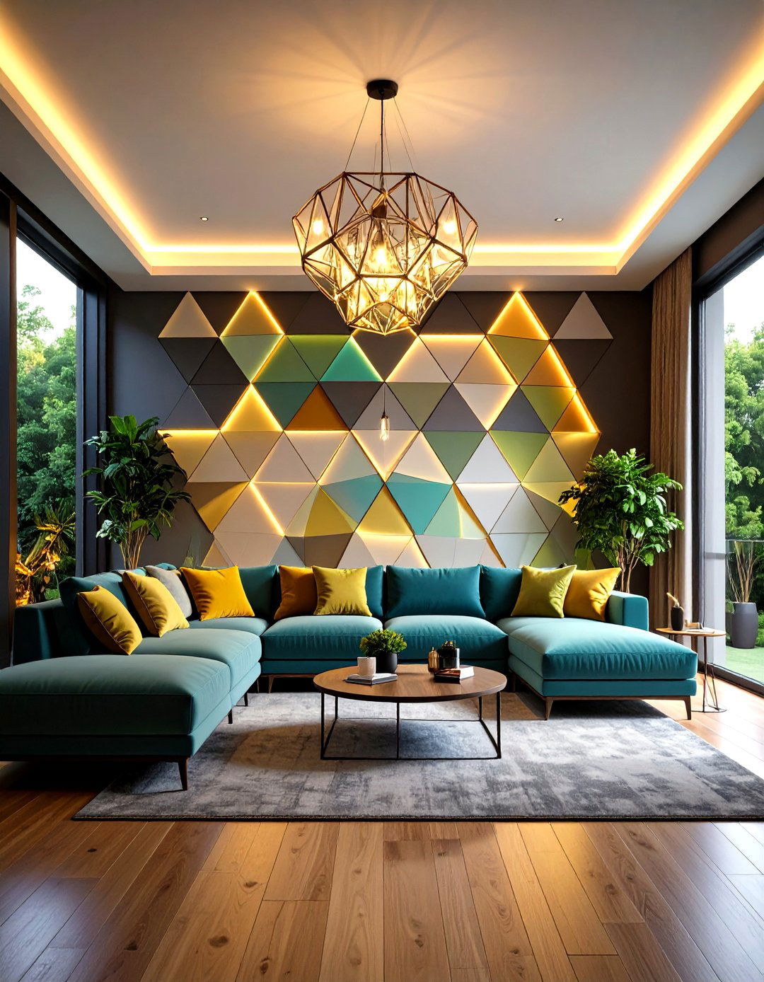 LED Light Panels Shaped as Geometric Murals - 25 aesthetic room ideas with led lights