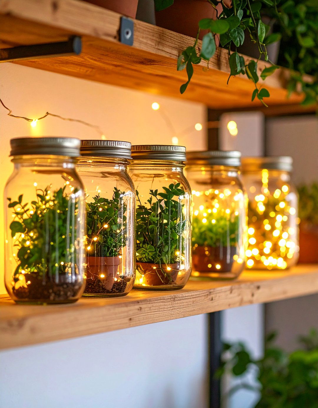 LED Lights in Glass Jars for Rustic Warmth - 25 aesthetic room ideas with led lights