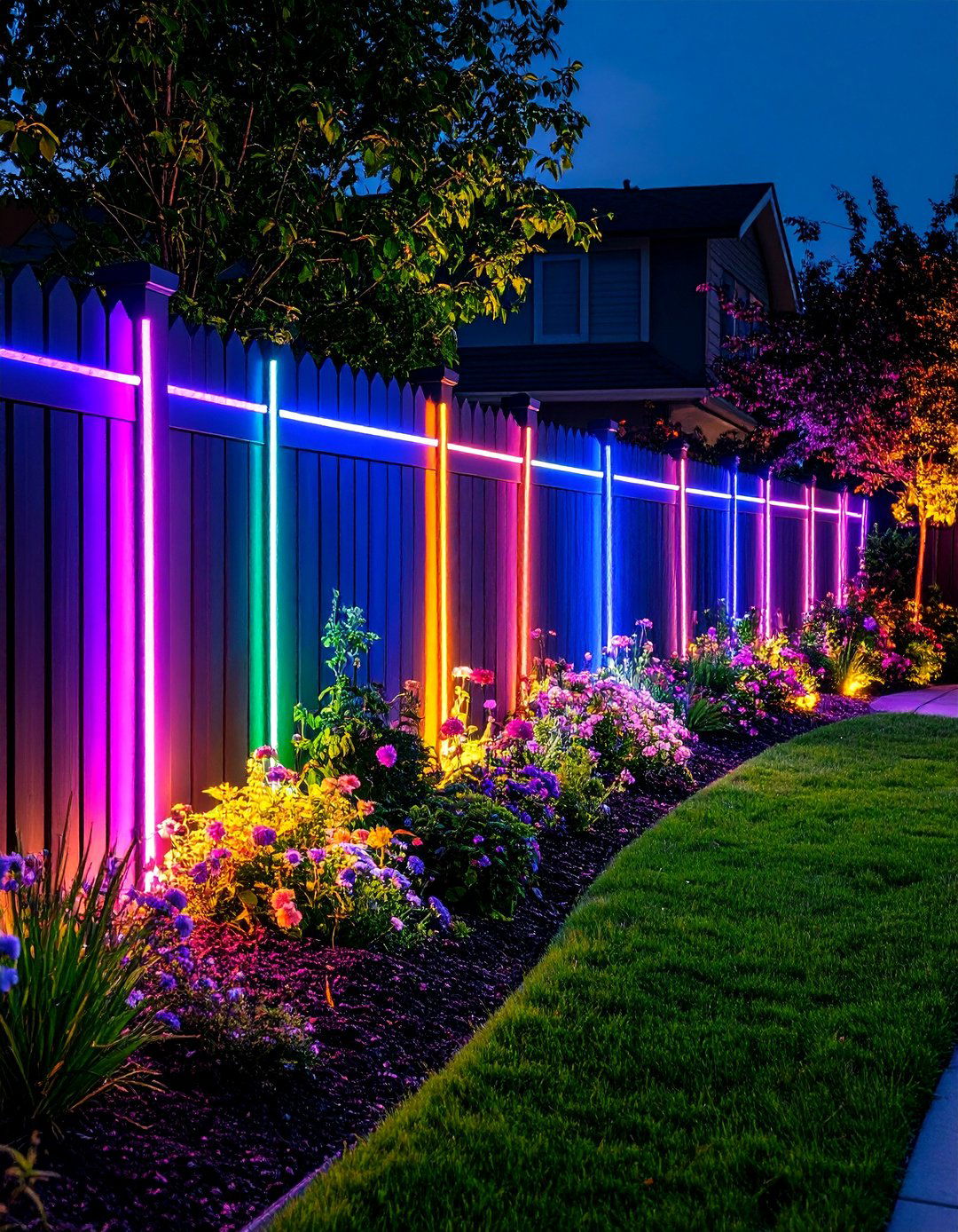 LED Neon Flex Fence Lighting for Bold Outlines - 25 fence lighting ideas