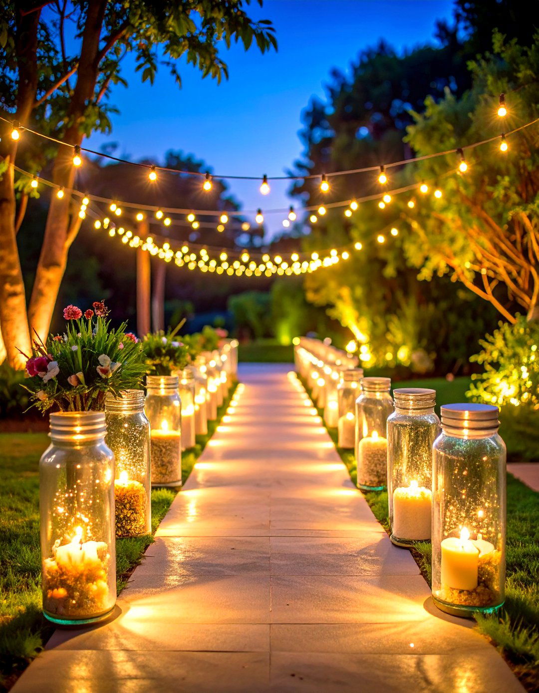 LED Pathway Jar Crossover - 25 mason jar wedding centerpieces