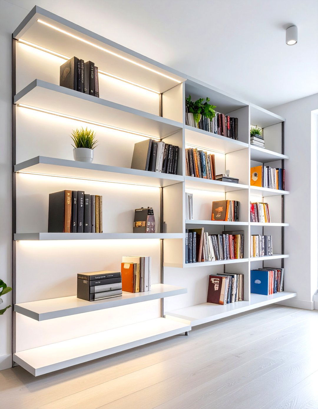 LED Strip Accents Elevate Bookshelf Lighting - 25 bookshelf lighting ideas