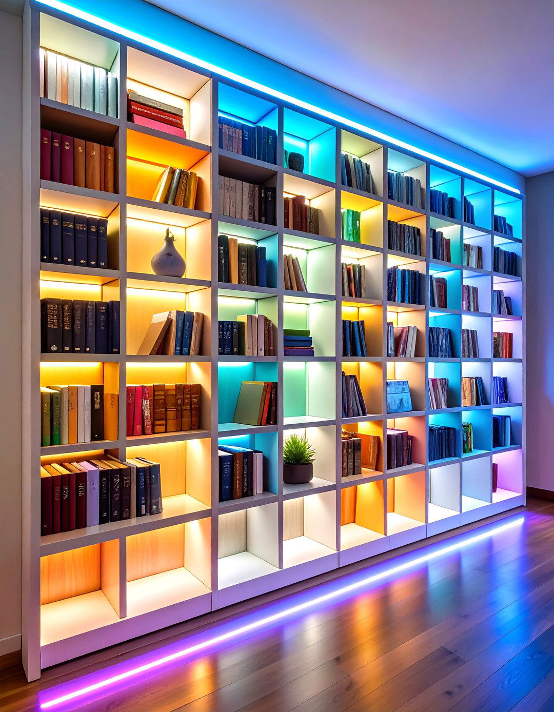 LED Strip Bookshelf Lighting for Curated Shelves - 25 aesthetic room ideas with led lights