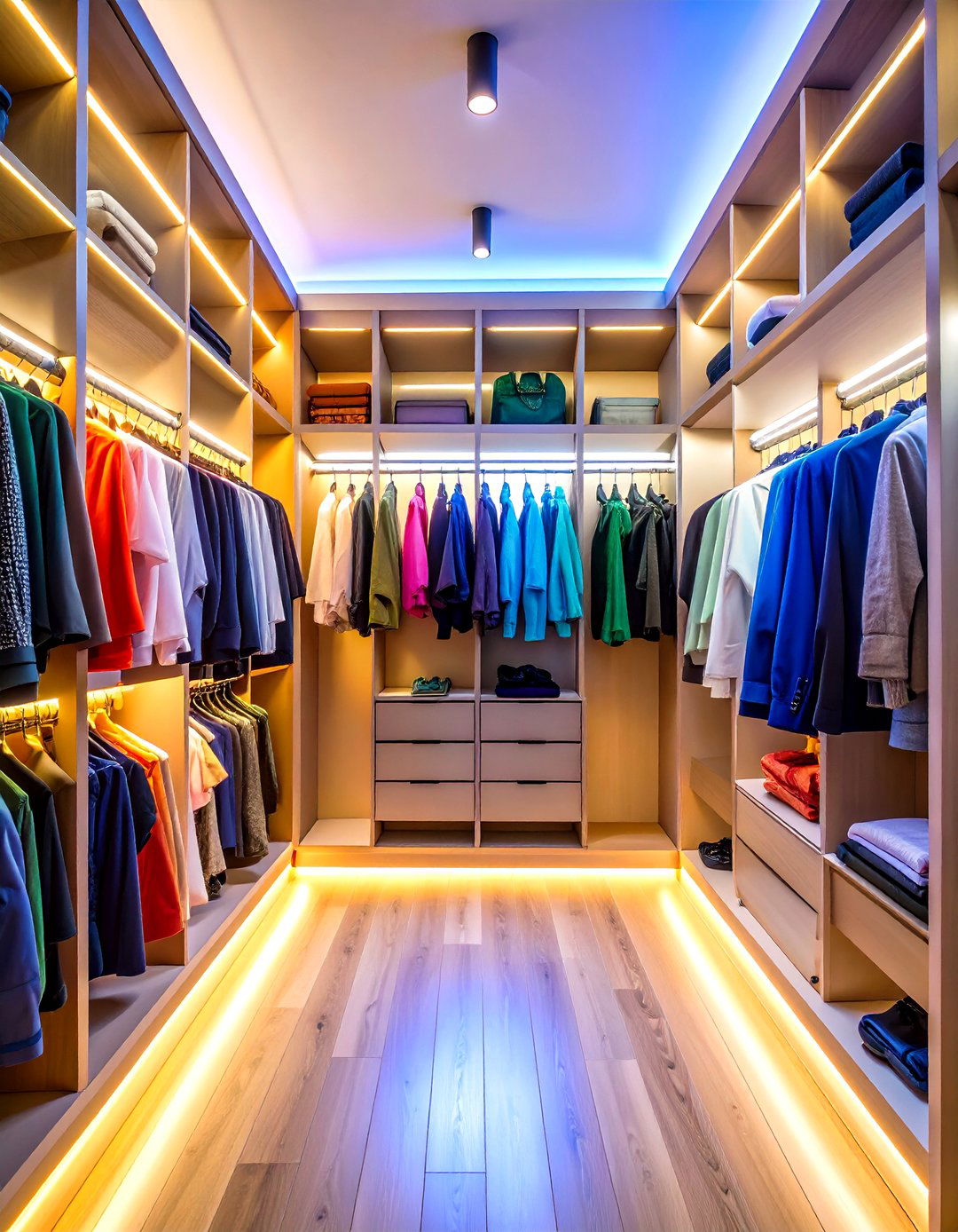 LED Strips Light Up the Open Closet - 25 open closet ideas