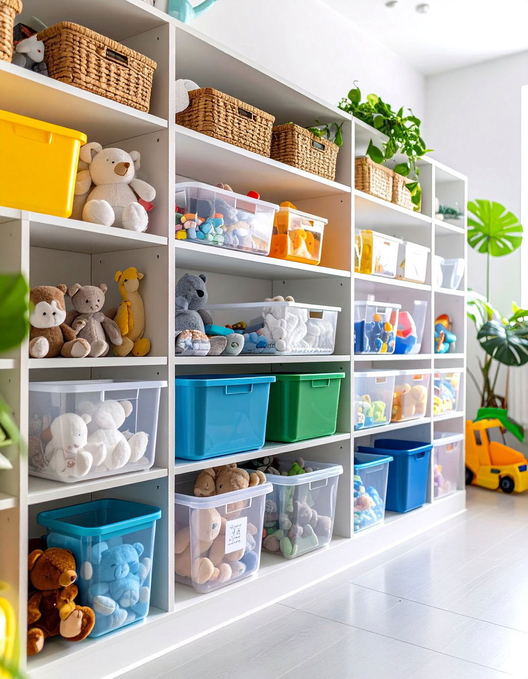 Labeled Clear Baskets - 25 nursery storage ideas