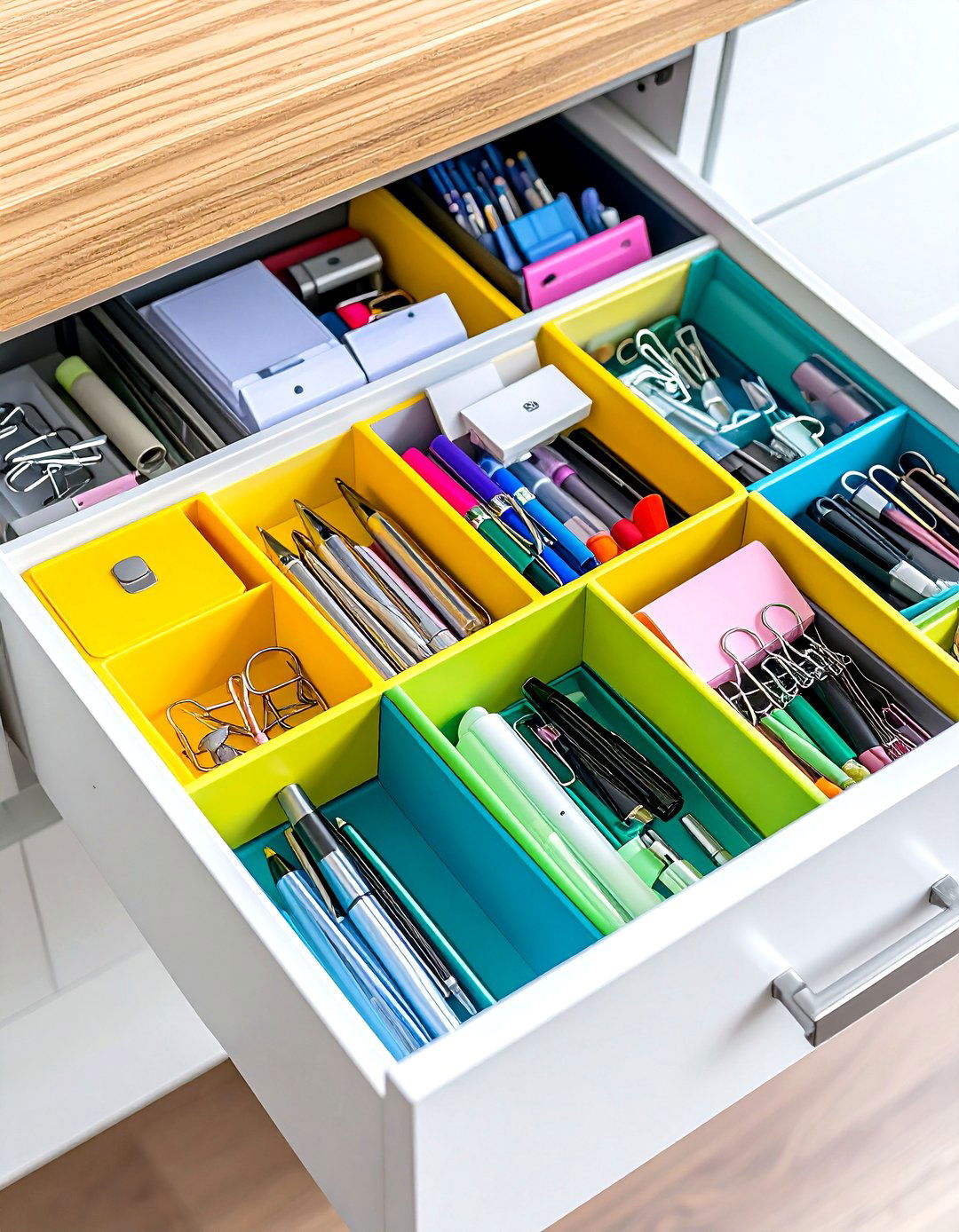 Labeled Drawer Dividers Create a Supply Grid - 25 office storage ideas