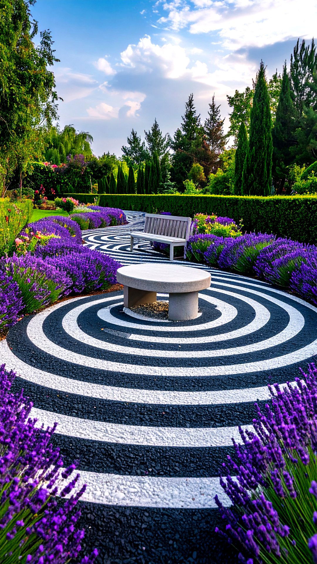 Labyrinth Pattern Asphalt Walkway for Meditative Strolls - 25 asphalt walkway ideas