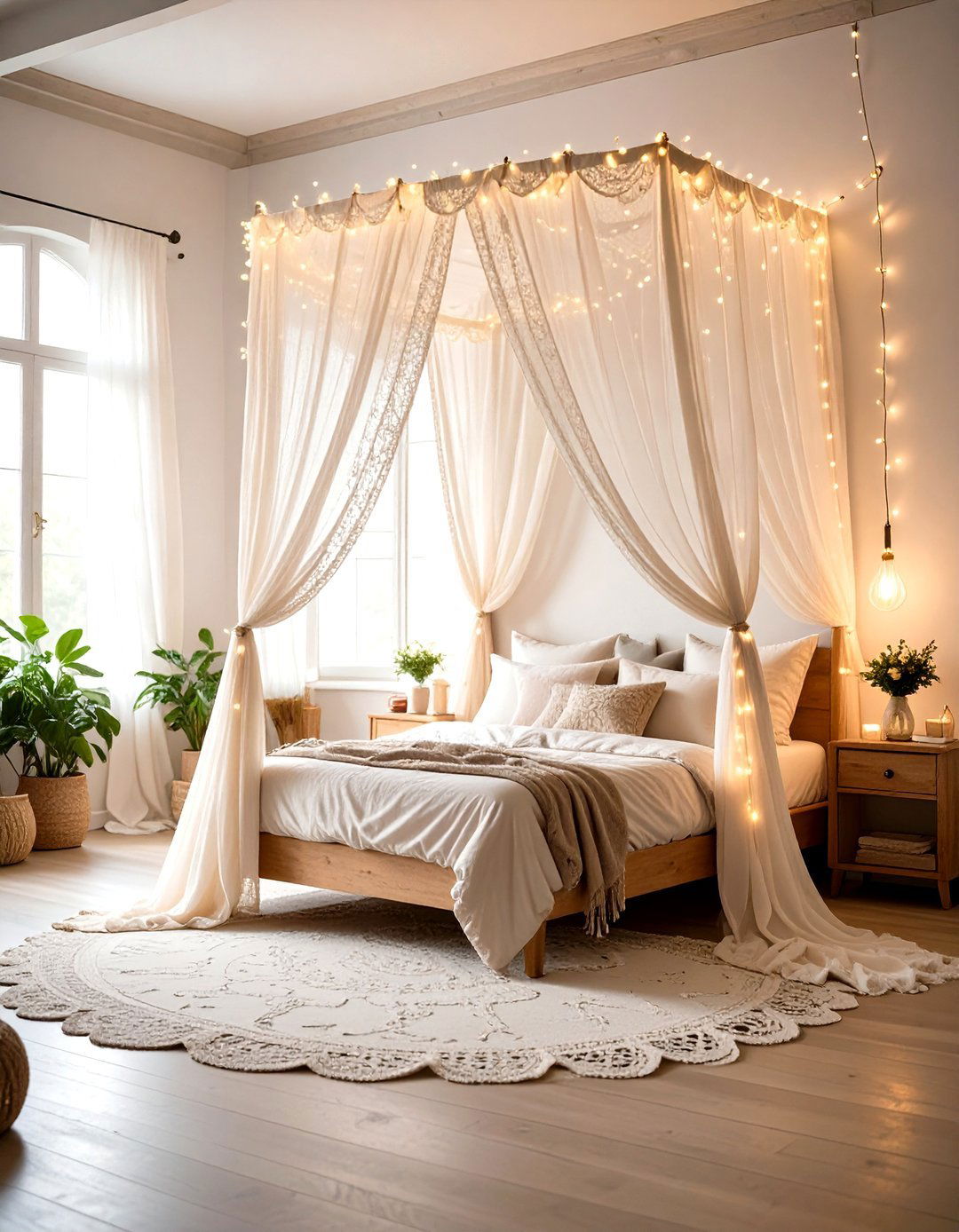 Lace Bed Net Canopy for Ethereal Dreams - 25 fairy-themed bedroom ideas