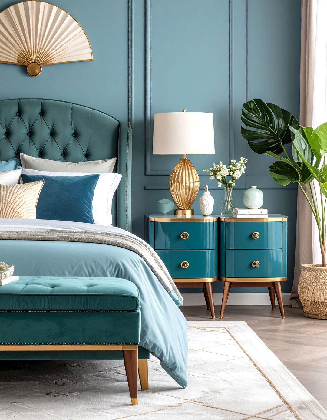 Lacquer and Inlay Nightstands Adding Gloss to an Art Deco Bedroom - 25 art deco bedroom ideas