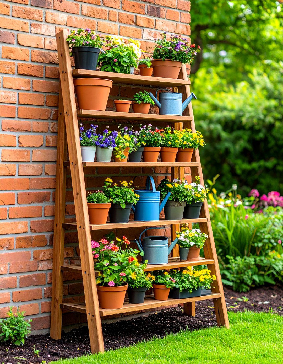 Ladder Shelf Outdoor Storage Display - 25 outdoor storage ideas
