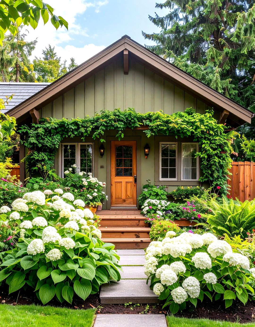 Landscape Synergy Olive Walls and Verdant Plantings - 25 olive green house exterior ideas