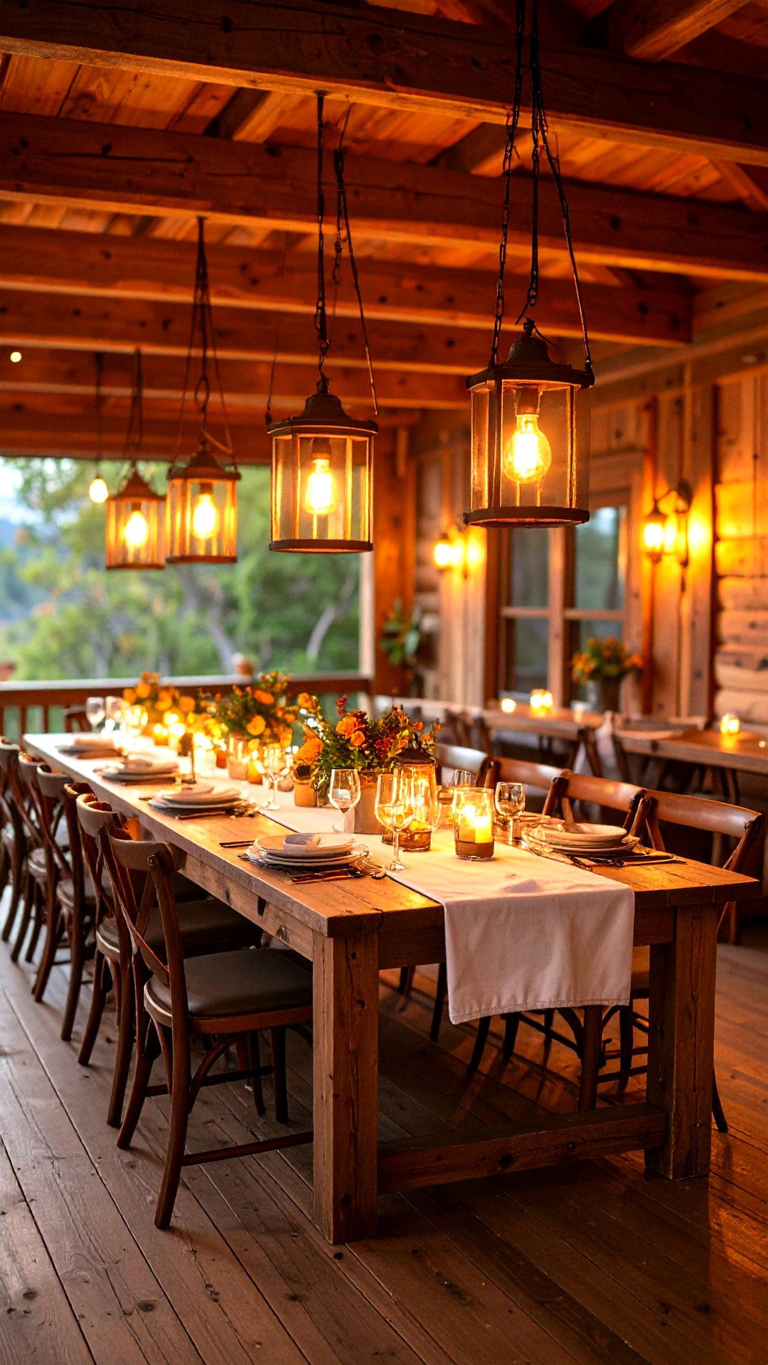 Lantern Style Lighting Warms Cabin Evenings - 25 cabin decor ideas