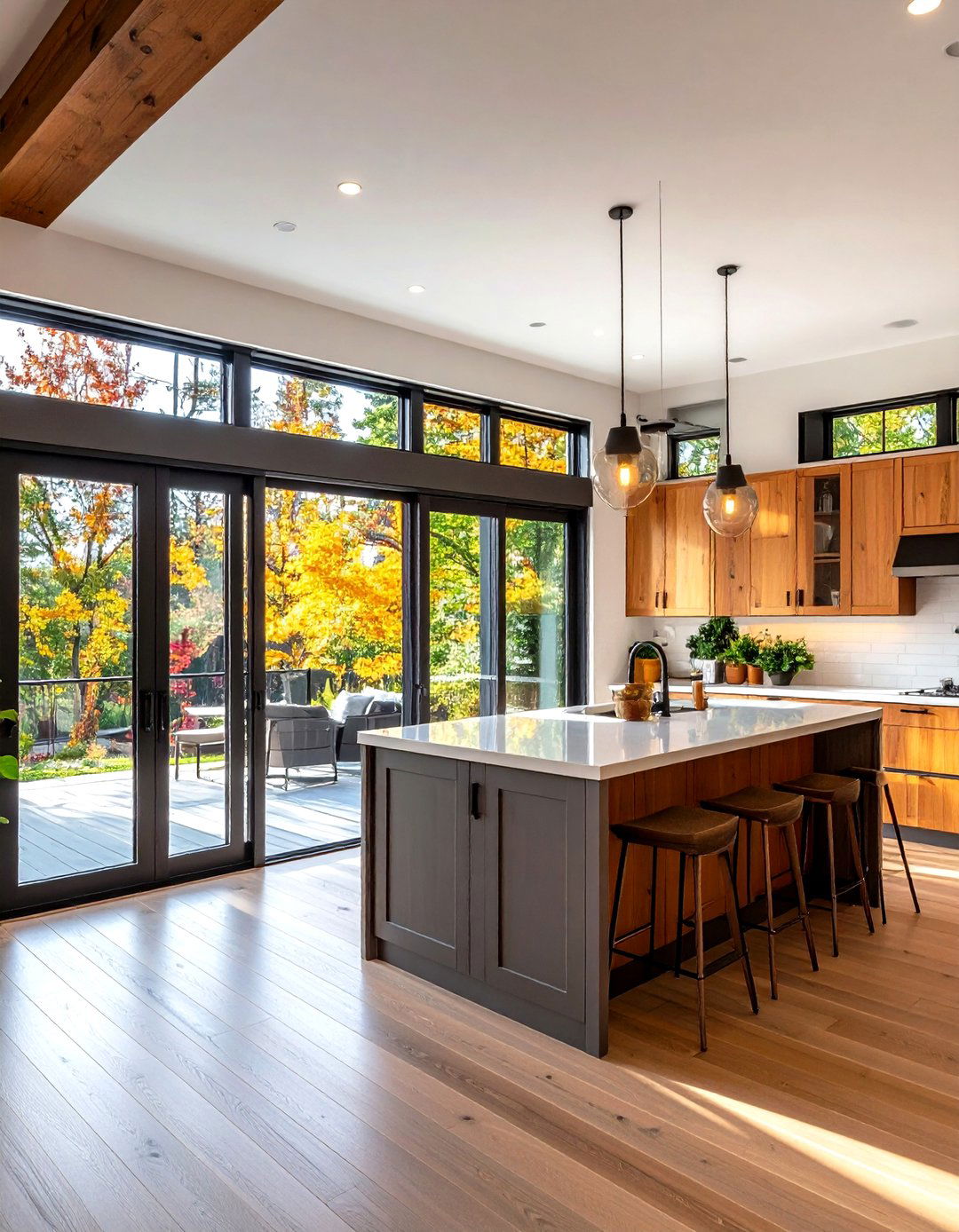 Large Glass Doors Blur Indoors and Out - 25 organic kitchen design ideas