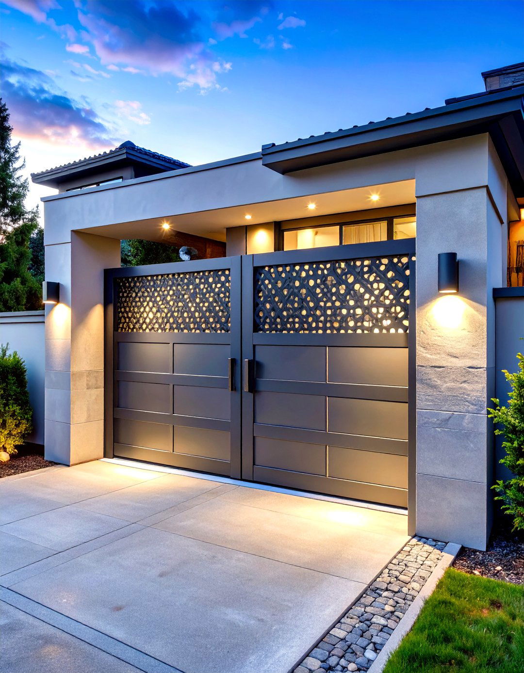 Laser Cut Perforated Metal Driveway Gate - 25 driveway gate ideas