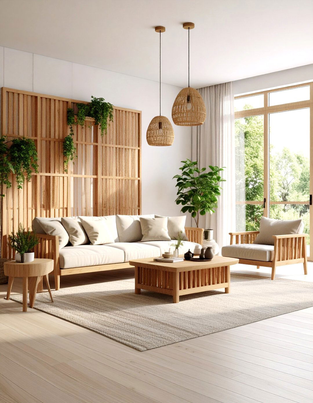 Latticed Wood Screens for Sculptural Division - 25 organic modern living room design ideas