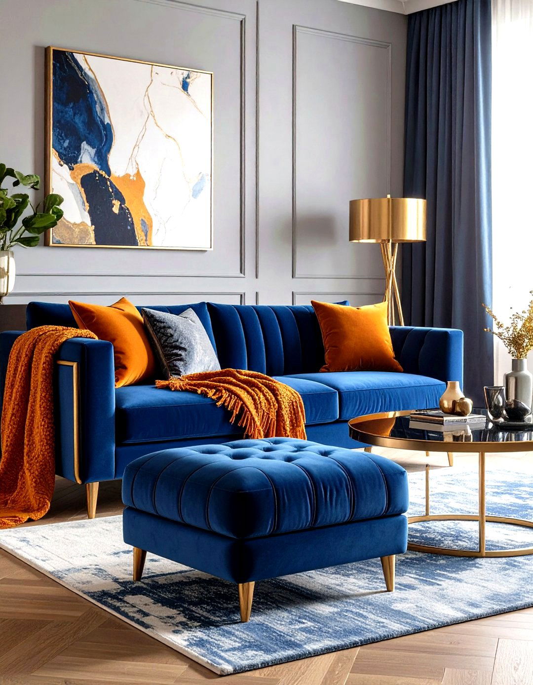 Layer Cozy Textures for Depth - 25 orange and blue living room ideas