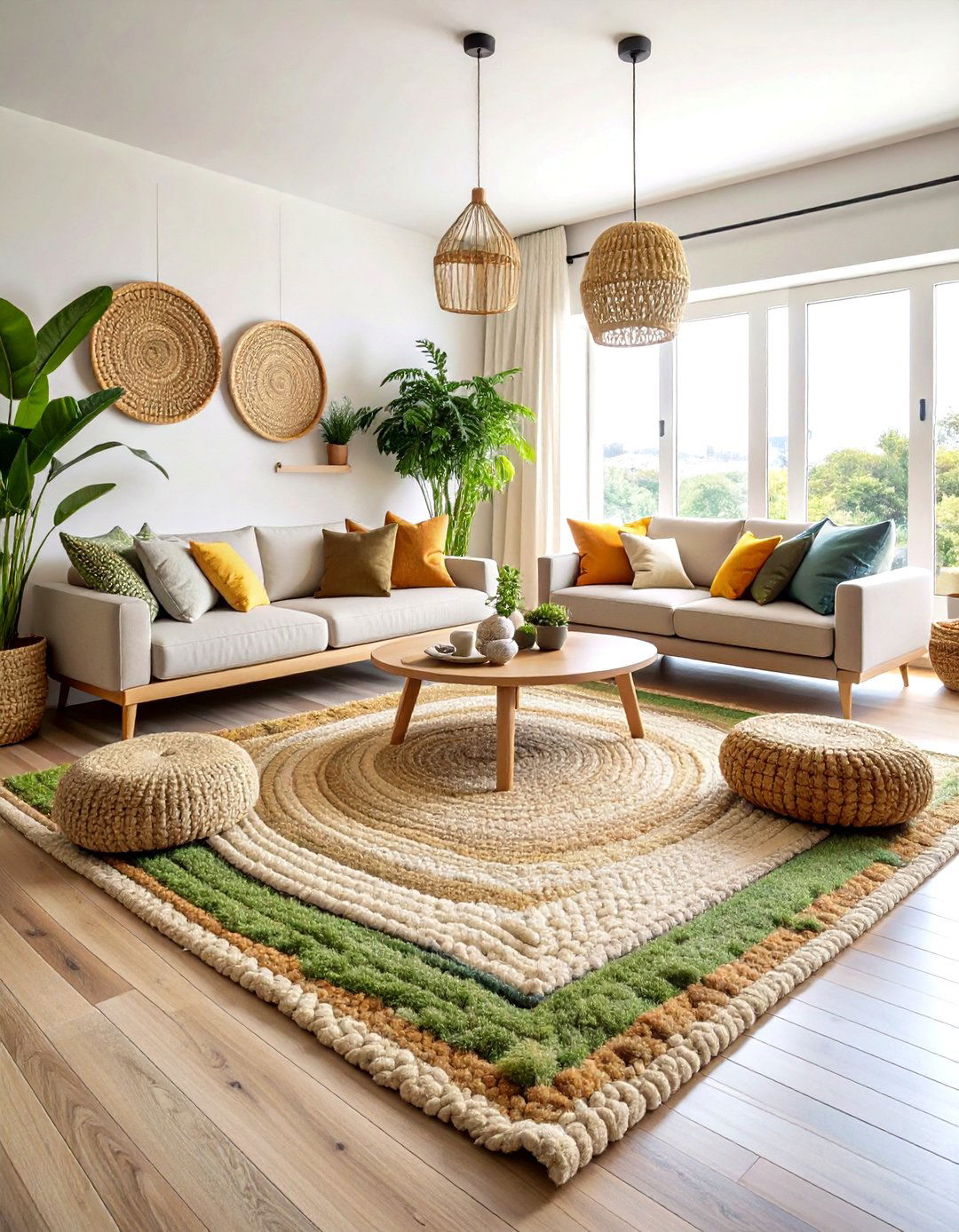 Layer Jute and Wool Rugs for Underfoot Serenity - 25 organic modern living room design ideas