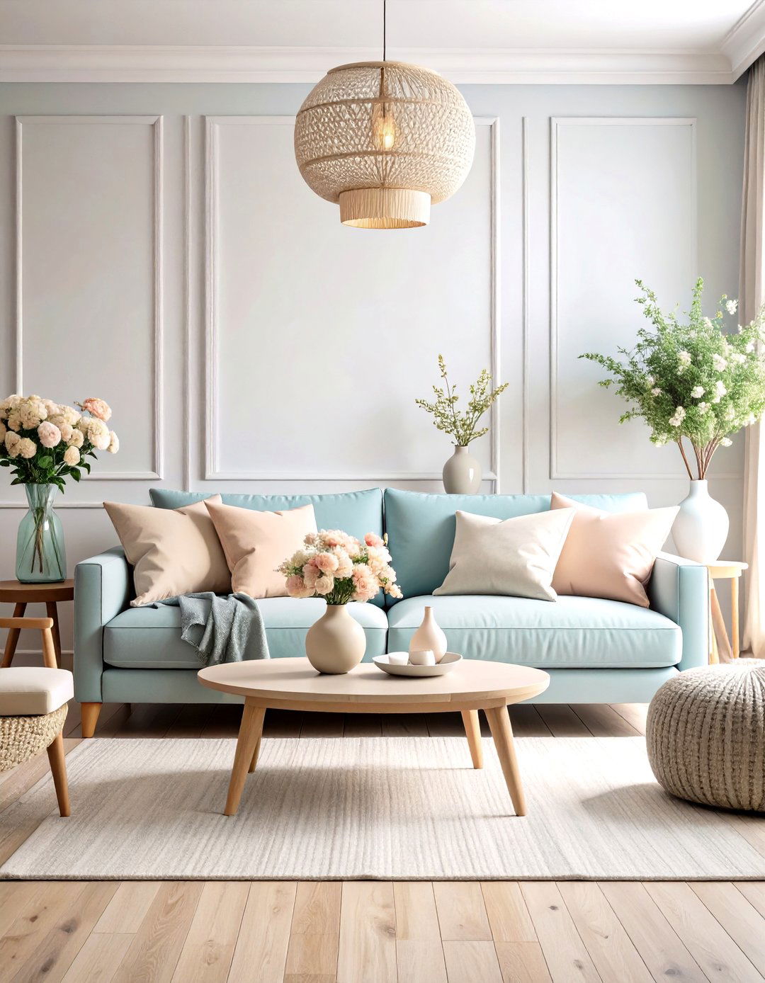 Layer Muted Pastels with Mid Tones - 25 pastel living room ideas