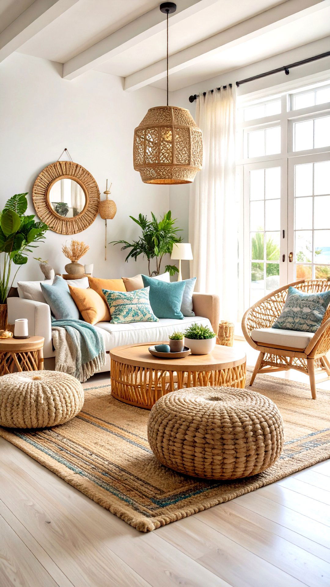 Layer Natural Textures for Tactile Warmth - 25 coastal living room ideas