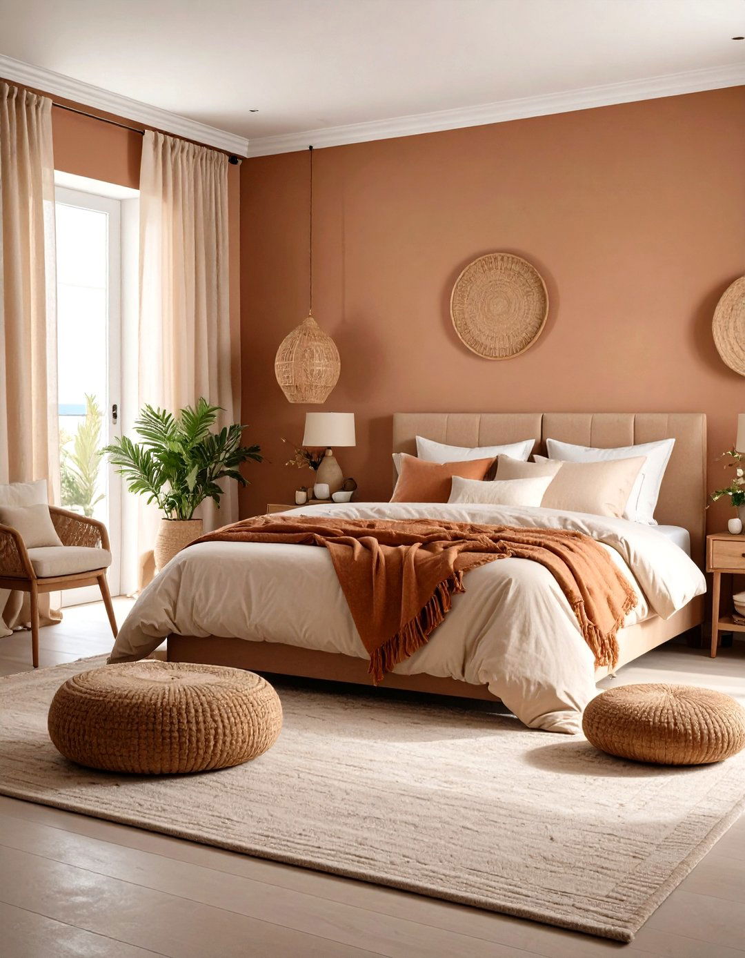 Layer Terracotta Bedroom Walls With Soft Neutrals - 25 Terracotta Bedroom Ideas