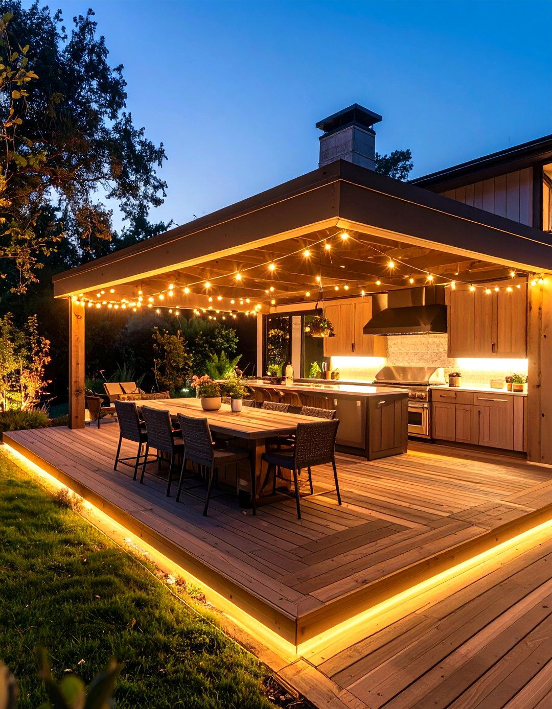Layered Deck Lighting Makes the Outdoor Kitchen on Deck Shine - 25 outdoor kitchen on deck
