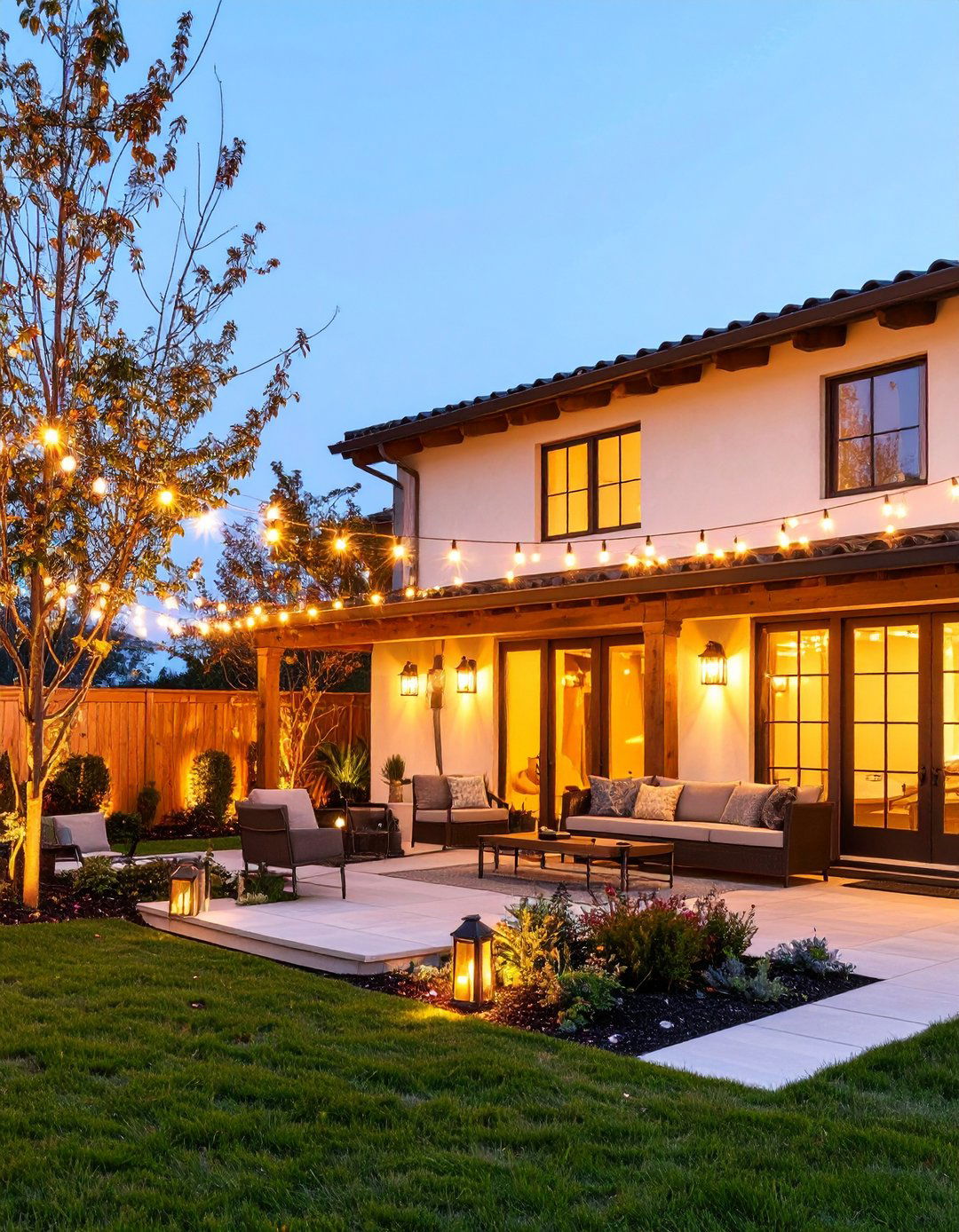 Layered Lighting Courtyard Scheme - 25 courtyard ideas