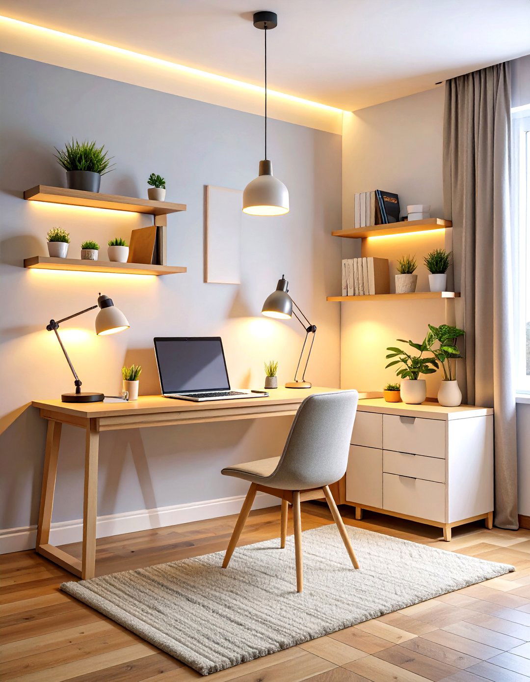 Layered Lighting Replaces Harsh Overhead Fluorescents - 25 minimalist dorm room ideas