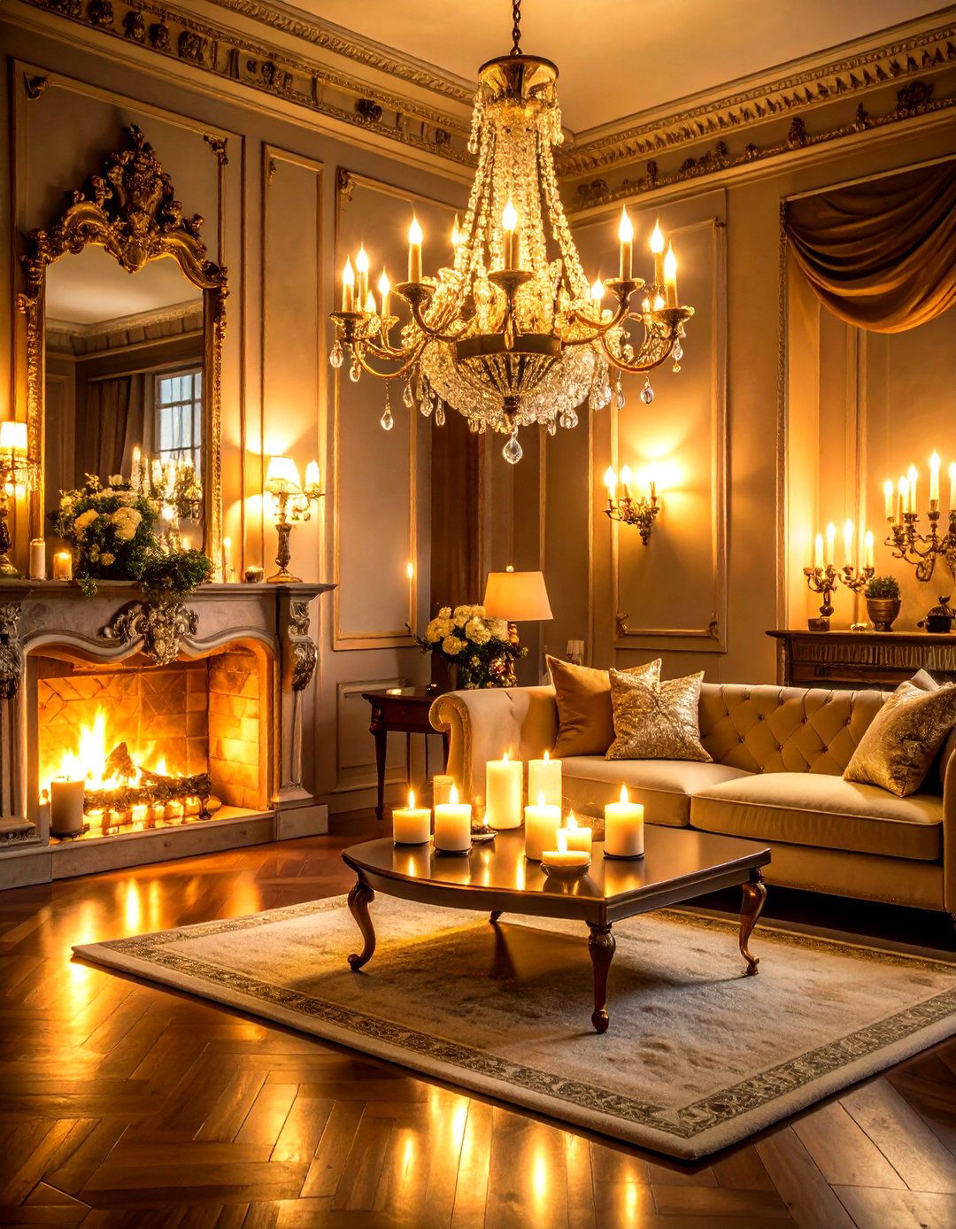 Layered LightingChandeliers Sconces and CandlesSets the Mood - 25 parisian-style living room ideas
