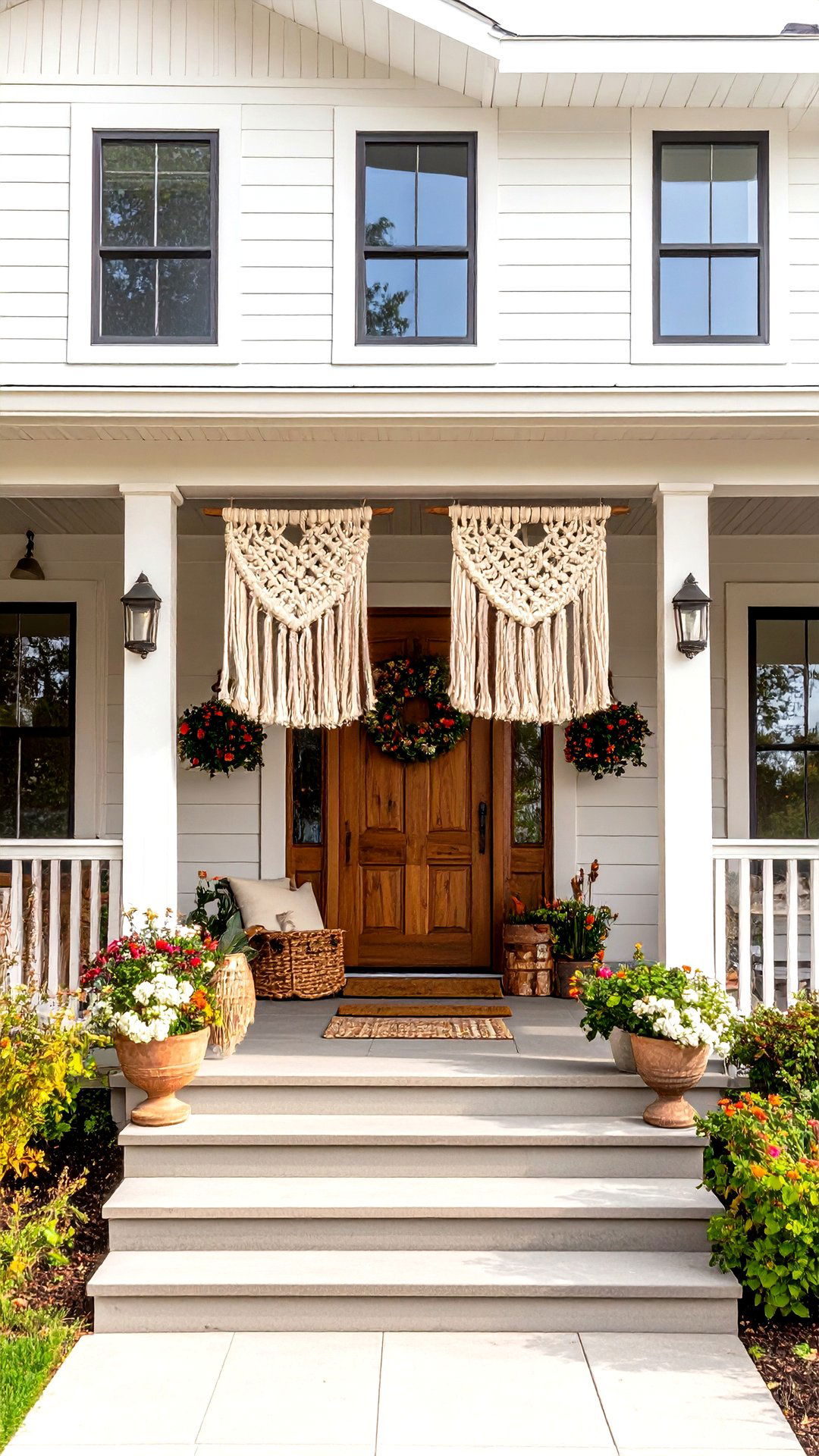 Layered Macrame Accents Elevate a Boho House Exterior - 25 boho house exterior ideas