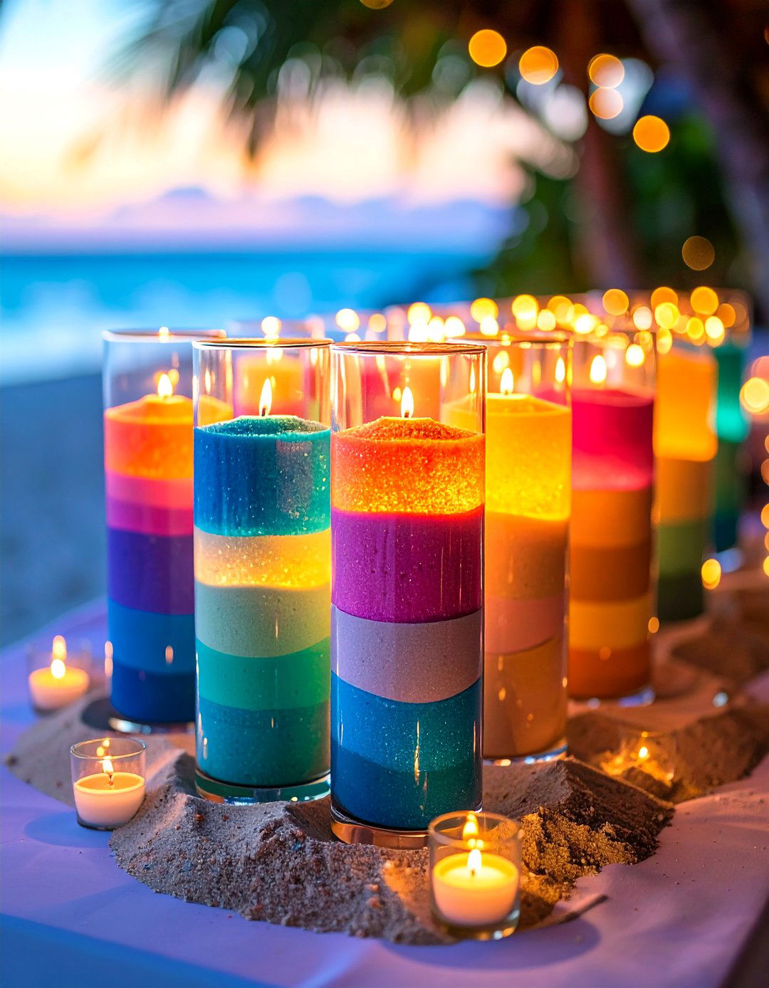 Layered Sand Art Centerpiece - 25 non-floral wedding centerpiece ideas