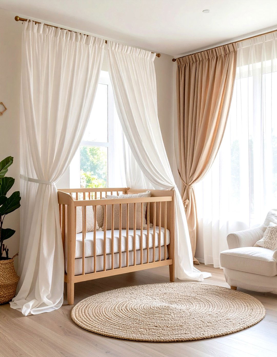 Layered Sheer and Blackout Drapes - 25 neutral nursery ideas