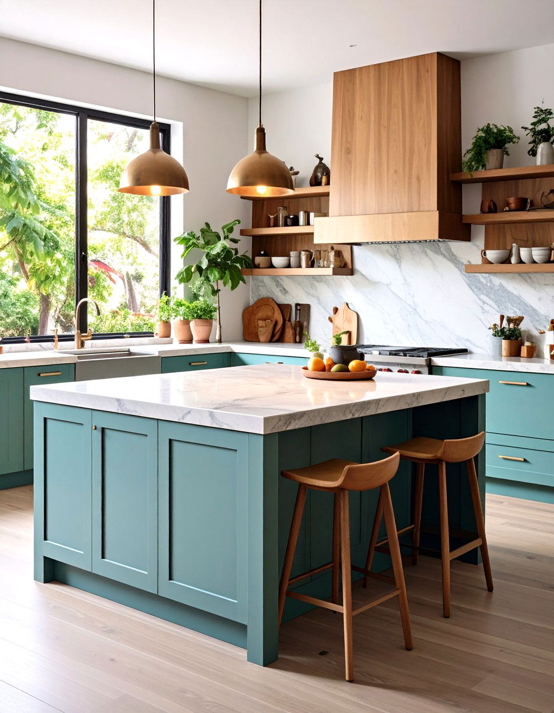 Layered Stone Countertops Create Depth in a Boho Kitchen - 25 boho kitchen ideas