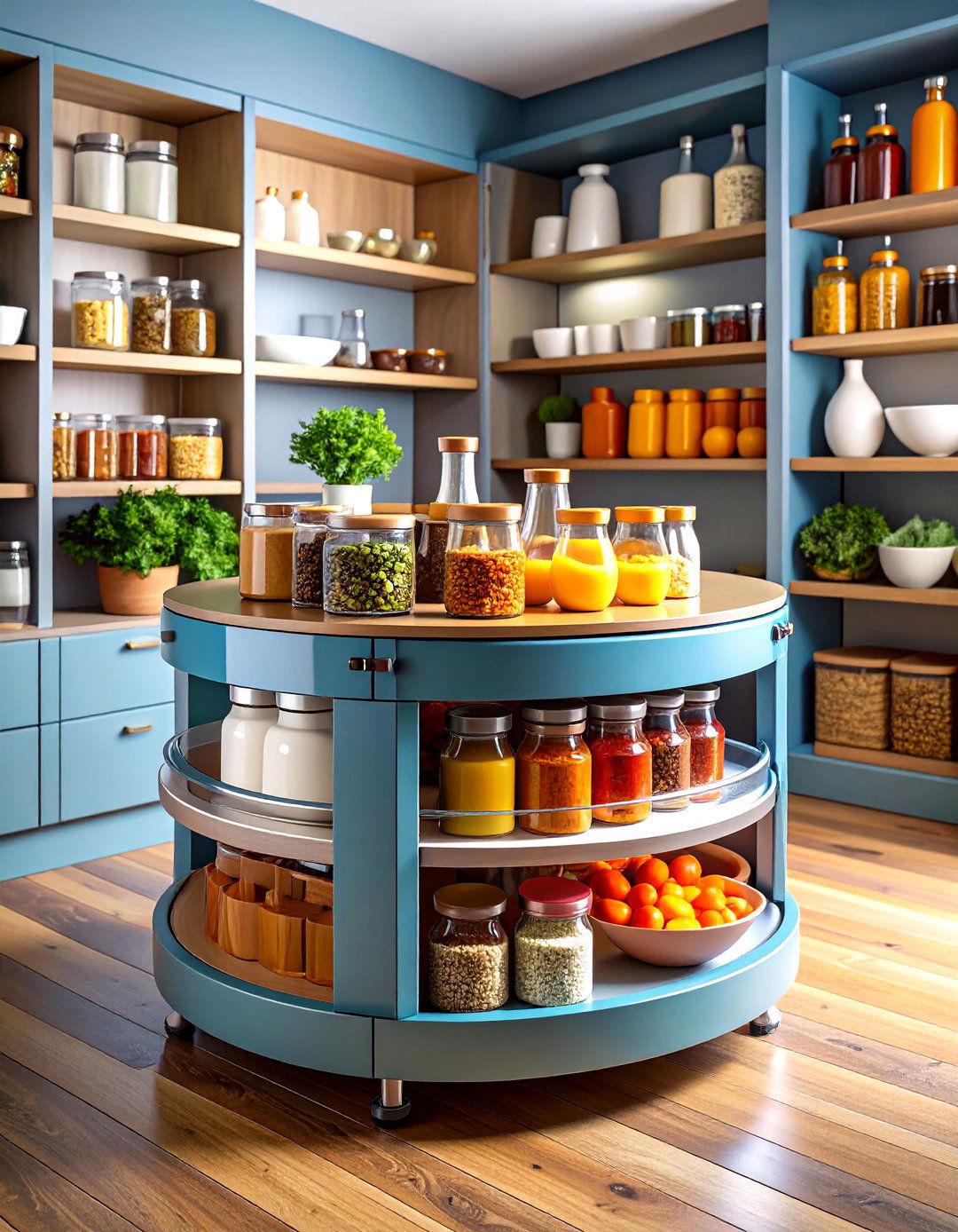Lazy Susan Turntables Tame Awkward Corners - 25 pantry shelving ideas