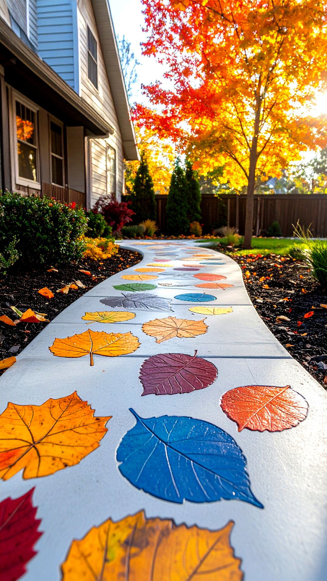 Leaf Imprint Concrete Walkway - 25 concrete walkway ideas