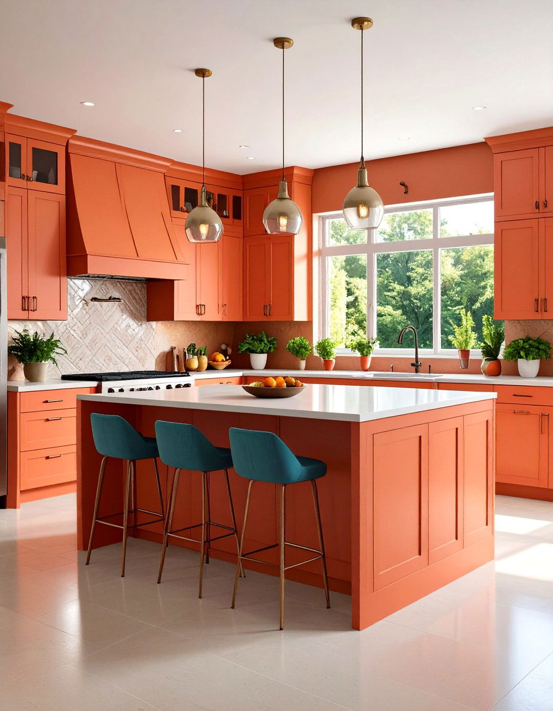 Let a Bold Island Color Steal the Show - 25 open kitchen ideas
