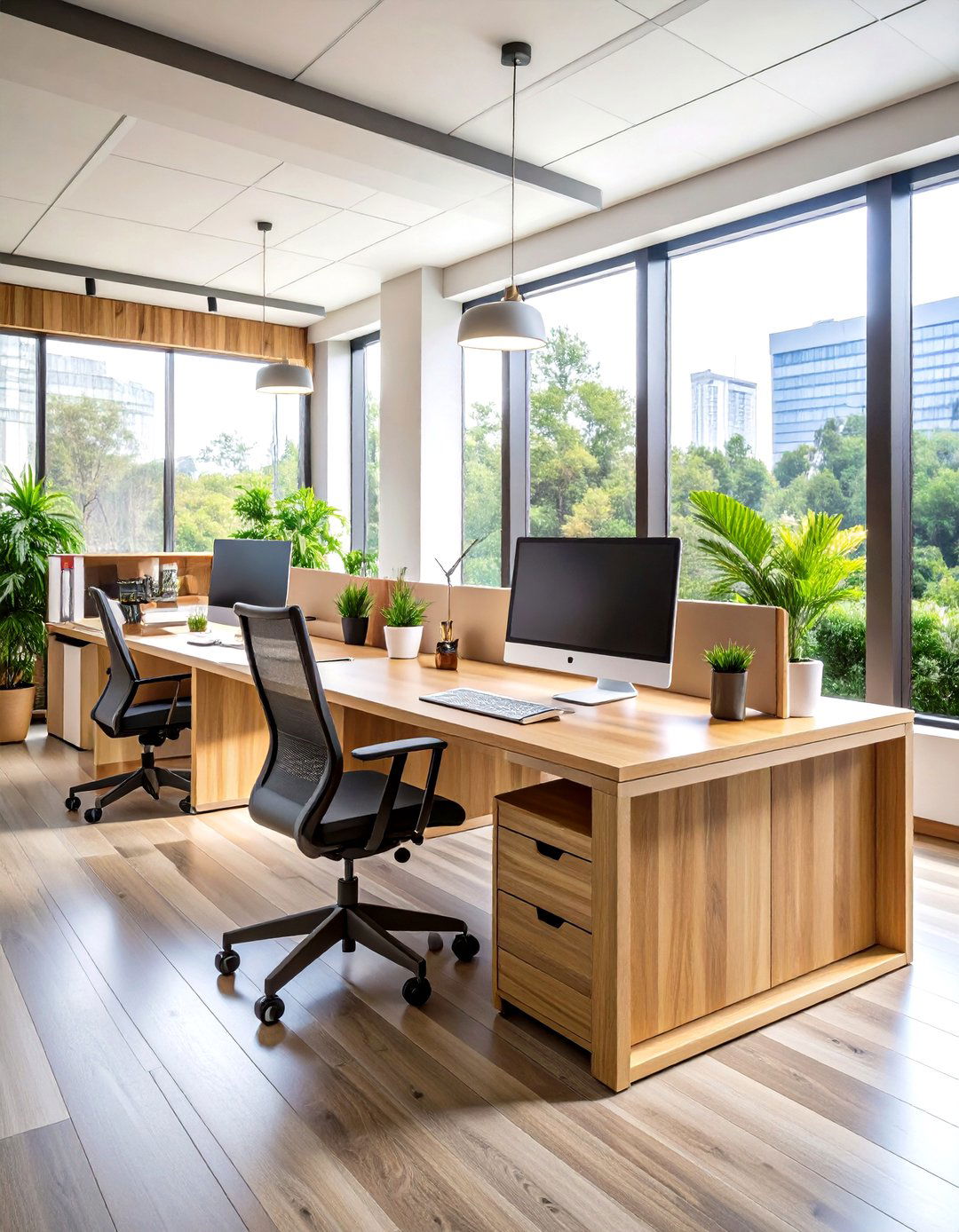 Lift Screens with a Sleek Monitor Riser Crafted in Bamboo - 25 cubicle decor ideas