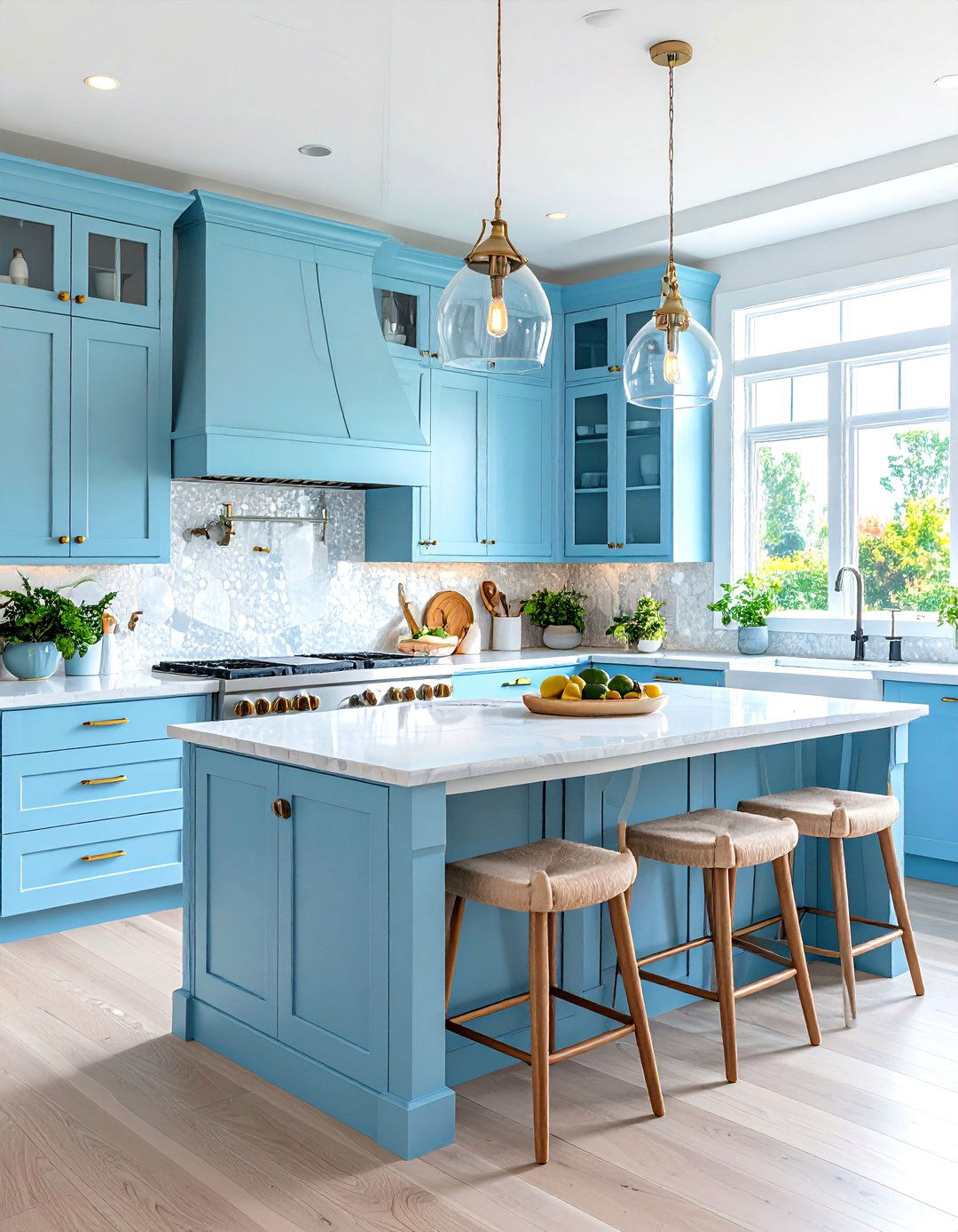 Light Blue Cabinets - 25 painting kitchen cabinet ideas