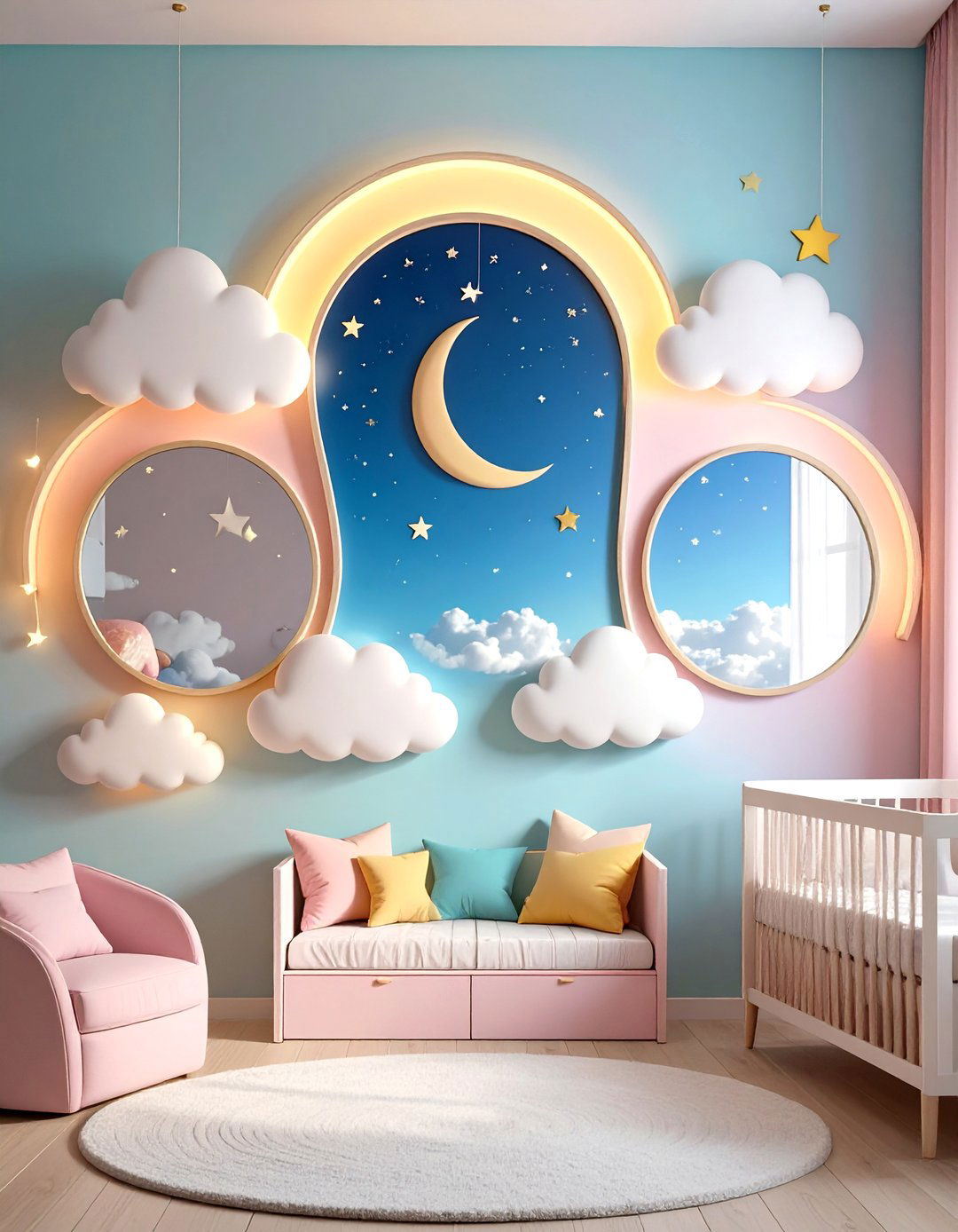 Light Boosting Mirror Cluster - 25 nursery wall decor ideas