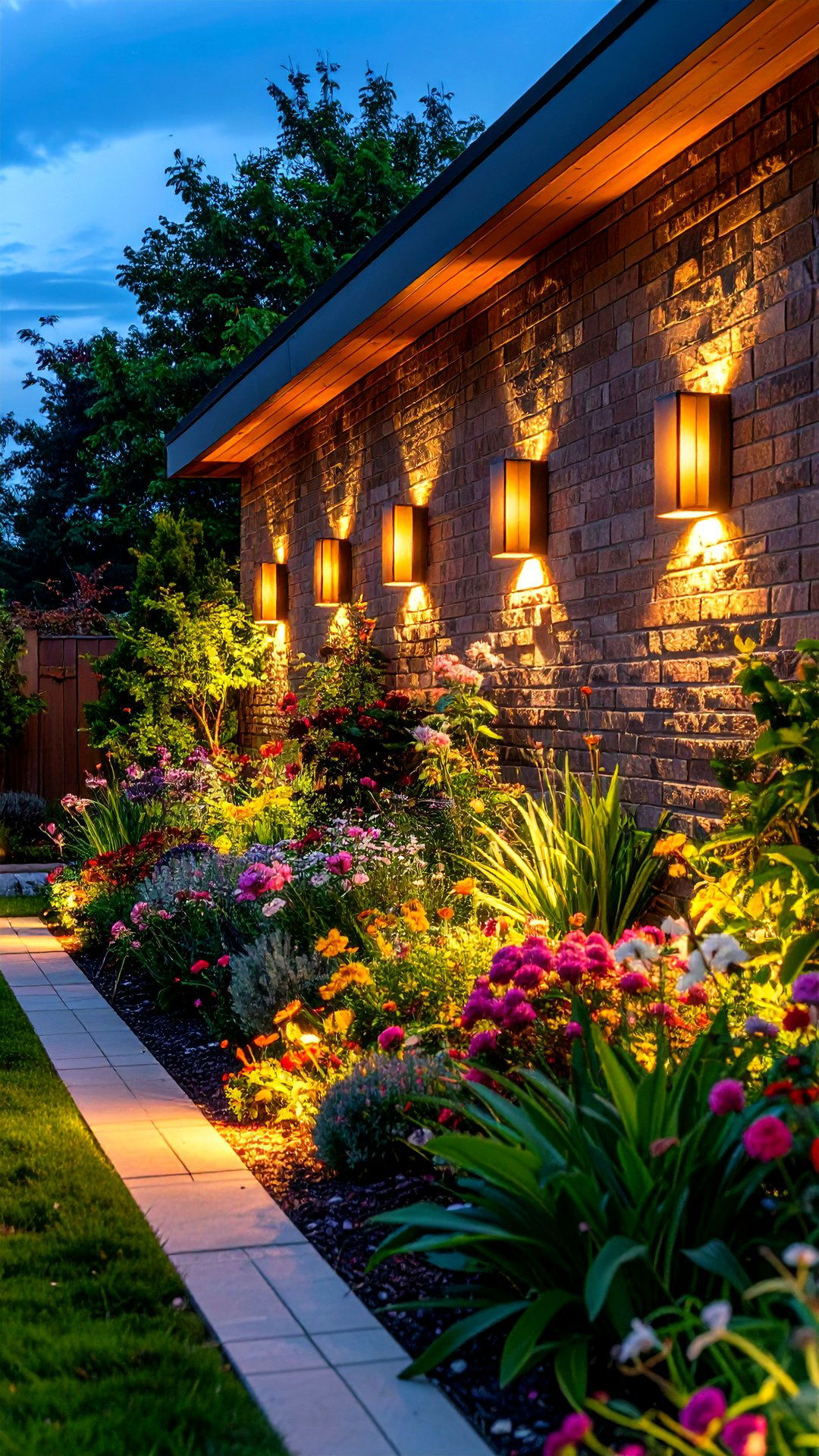Light Washed Garden Wall Using Sconces - 25 garden wall ideas