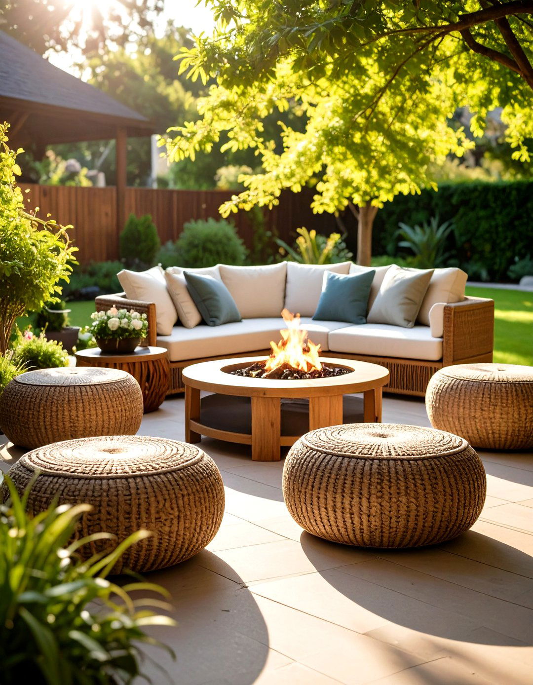 Lightweight Patio Poufs and Ottomans - 25 patio decor ideas